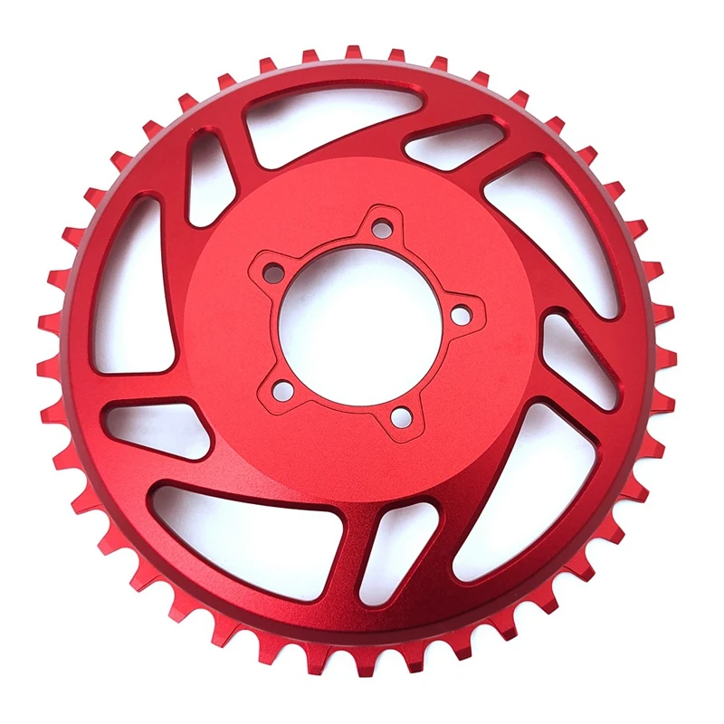 Chainring Sprocket 42T for Mid Drive Motor Electric Bike Replacement Chainwheel Protector,Red