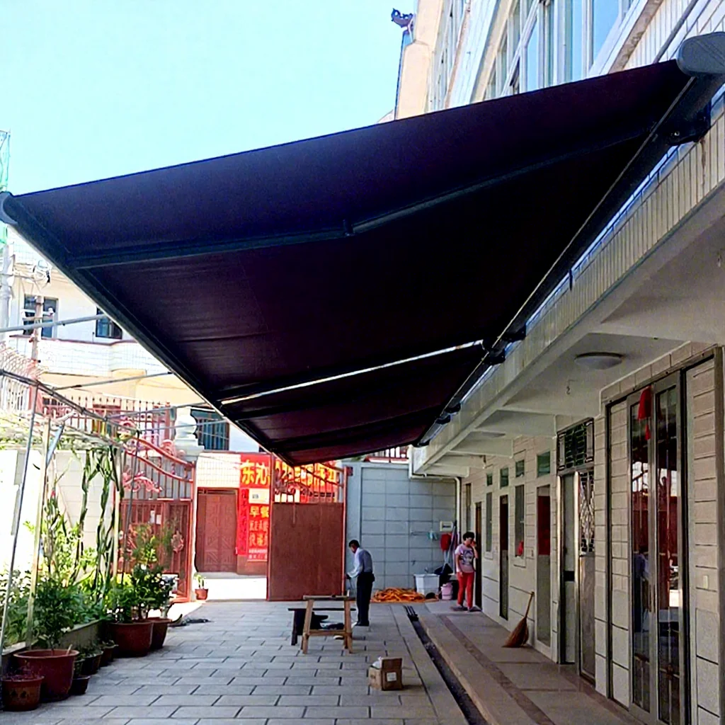 ATV&UTVHigh End Windproof Motorized Aluminum Roof Cover Remote Control Full Box Retractable Awning Sunshade Acrylic Sail Wall-Mo