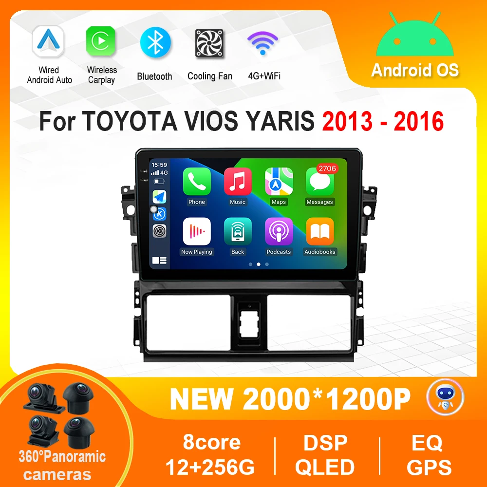 

Для TOYOTA VIOS YARIS 2013-2016 GPS-навигация Bluetooth 4G WiFi GPS-навигация Android Auto Автомобильное видео Мультимедийный плеер