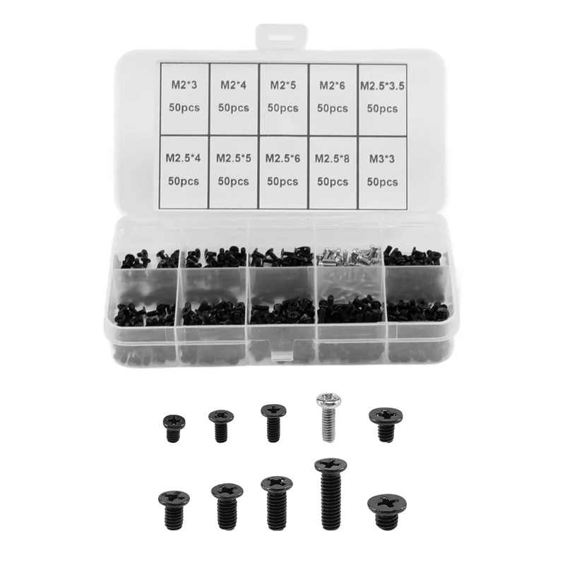 500Pcs Laptop Universal Screw Replacement Kit M2, M2.5, M3 For Lenovo Toshiba Gateway Samsung HP IBM Dell Dell Acer Asus