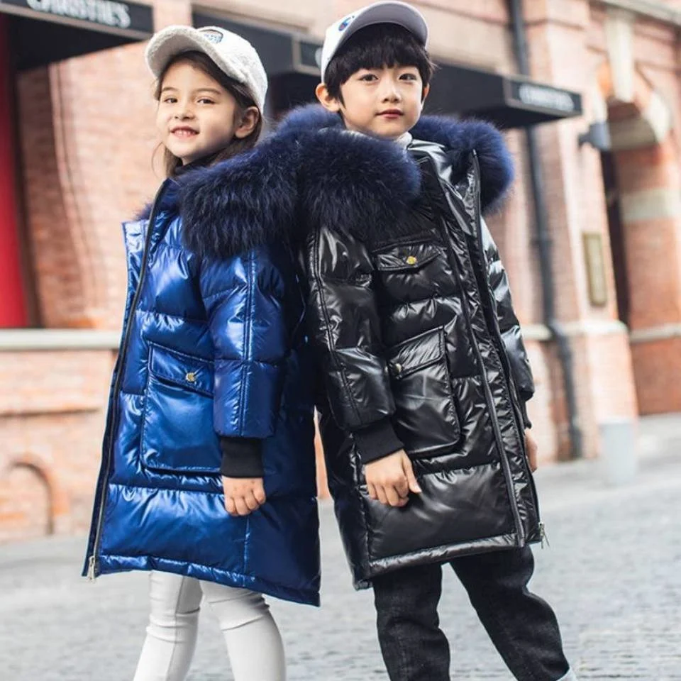 For Baby Girls Boys New Clothing Coats Fur Collar Jackets For Russion Winter Down Parkas Kids Clothes Warm Children Outerwear