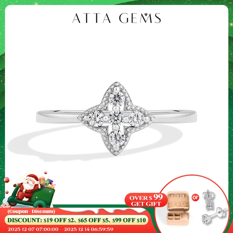 

ATTAGEMS s925 Silver Moissanite Ring for Women 18K Gold Plated Simple Elegant Good Luck Engagement Rings Fine Jewelry Packaging