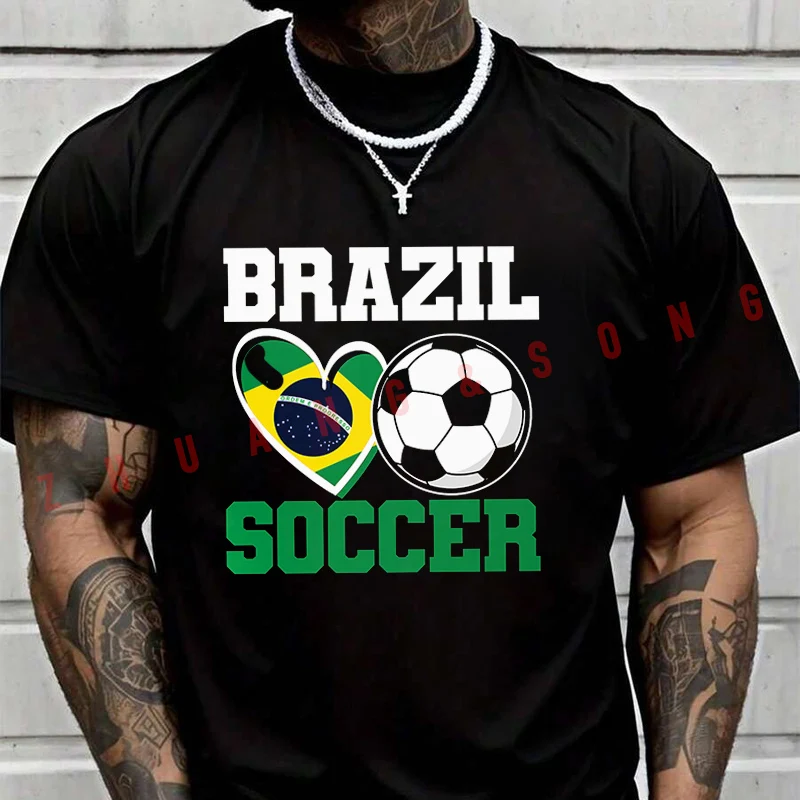 

Brazil Soccer Football Men's Fashion T-shirt Casual Trendy Tshirts For Summer Comfortable Short Sleeve Tops