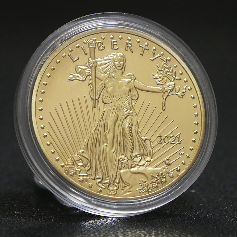2022/2021 الولايات المتحدة الأمريكية الحرية النسر عملة الأمريكية غرامة عملة ذهبية المقتنيات ديكور المنزل في الله نحن نثق بهدايا عيد الميلاد