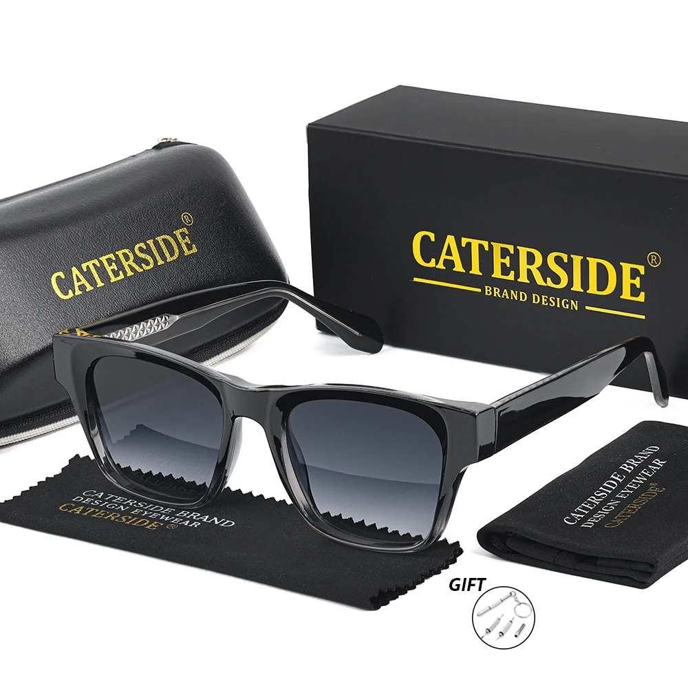 CATERSIDE Herren-Sonnenbrille mit Sehstärke, maßgeschneiderte optische Sonnenbrille mit quadratischen Gläsern für Damen, Myopie-Brille für das Fahren im Freien – Detail 10