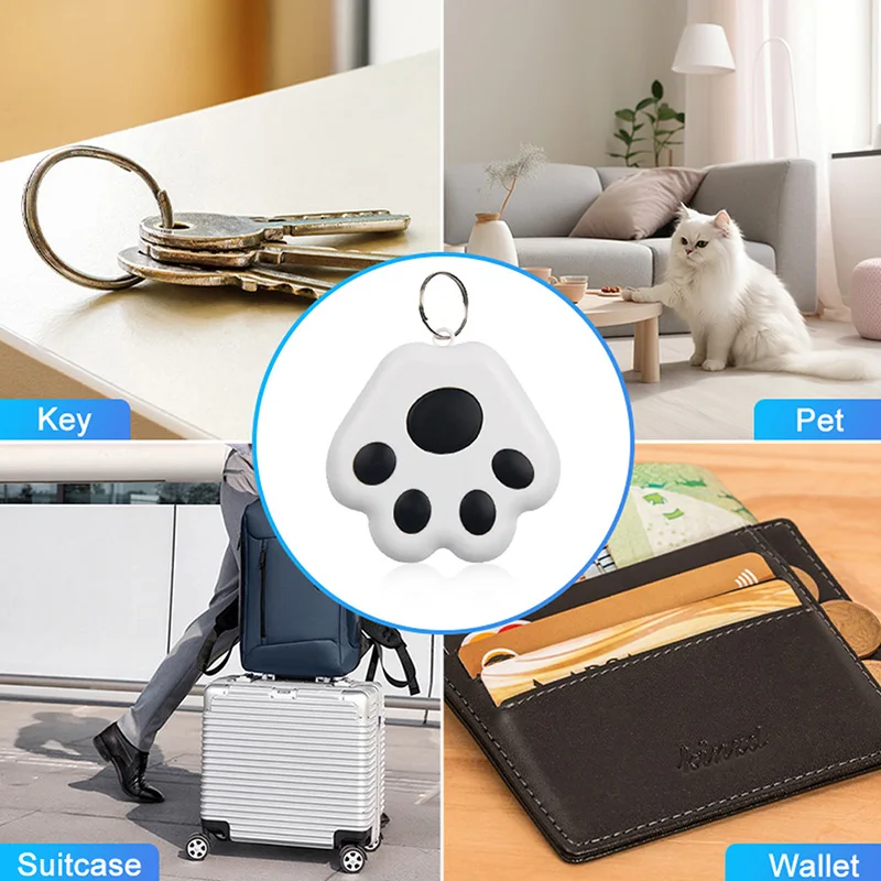 猫の足の形をしたミニ Bluetooth トラッカー GPS スマート ロケーター 紛失防止デバイス Apple Find My 付き ペット、キー、バックパック、財布用