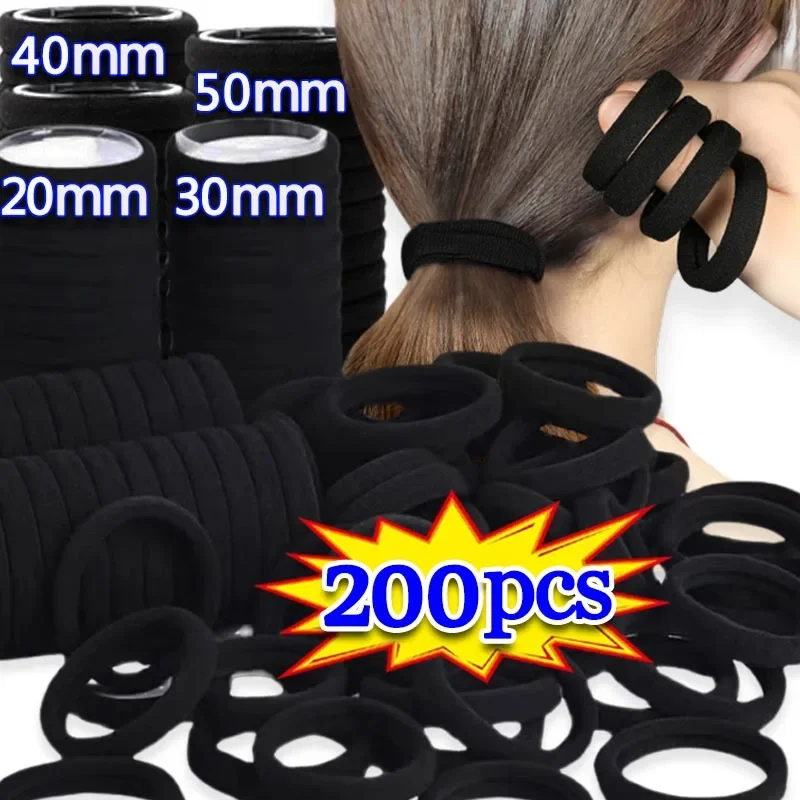 Bandas para el pelo negras para mujeres y niñas, accesorios para el cabello, banda de goma elástica alta, lazos para el cabello, soporte para cola de caballo, 10/200 piezas