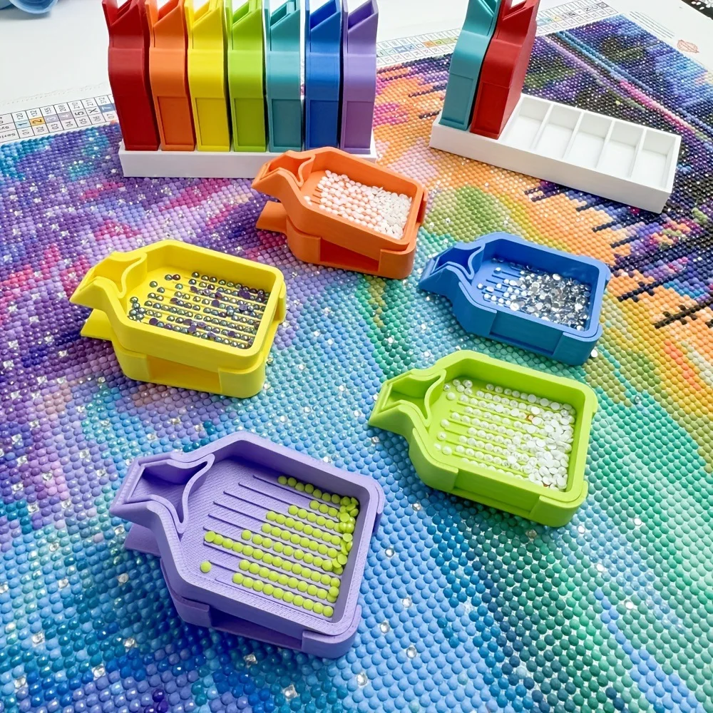 3/7Pcs Y‑Shape Fully Closed Diamond Painting Sorting Trays Stackable Anti‑Spill Rhinestone Drill Tray Base DIY Craft Accessories