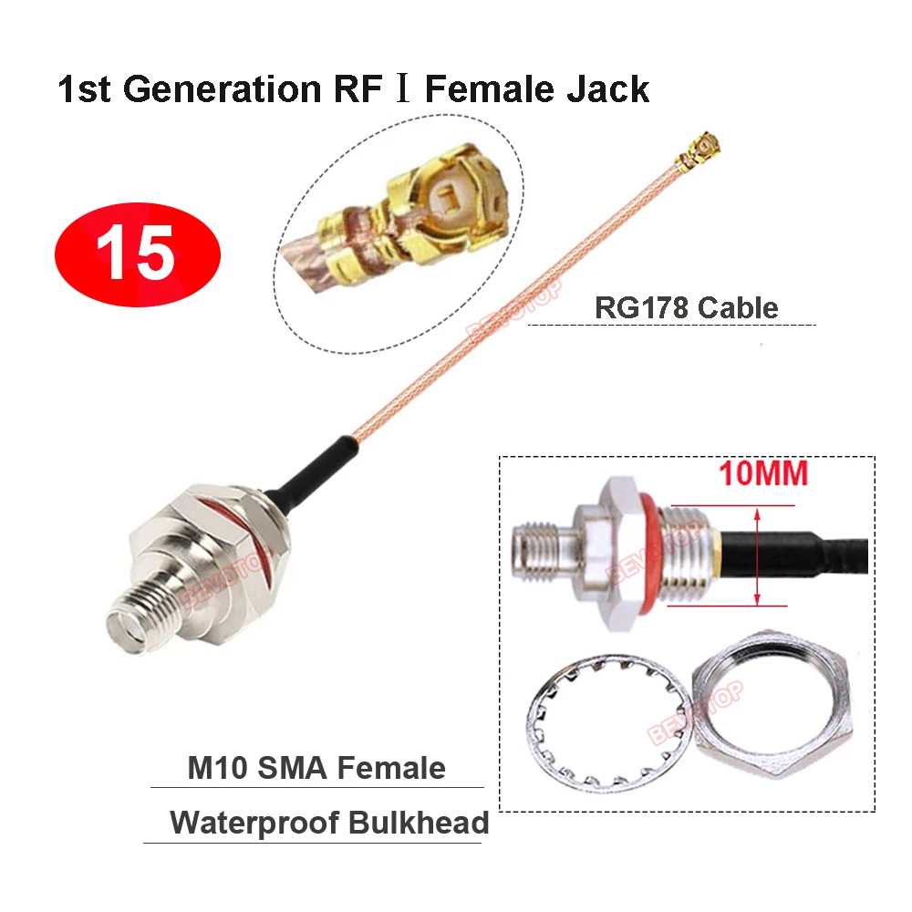 10 STKS/PARTIJ RP-SMA/SMA Female naar uFL/u.FL/IPX-1 Vrouwelijke Connector RF Coax Pigtail Antenne Extension Jumper RG178 SMA naar IPX Kabel