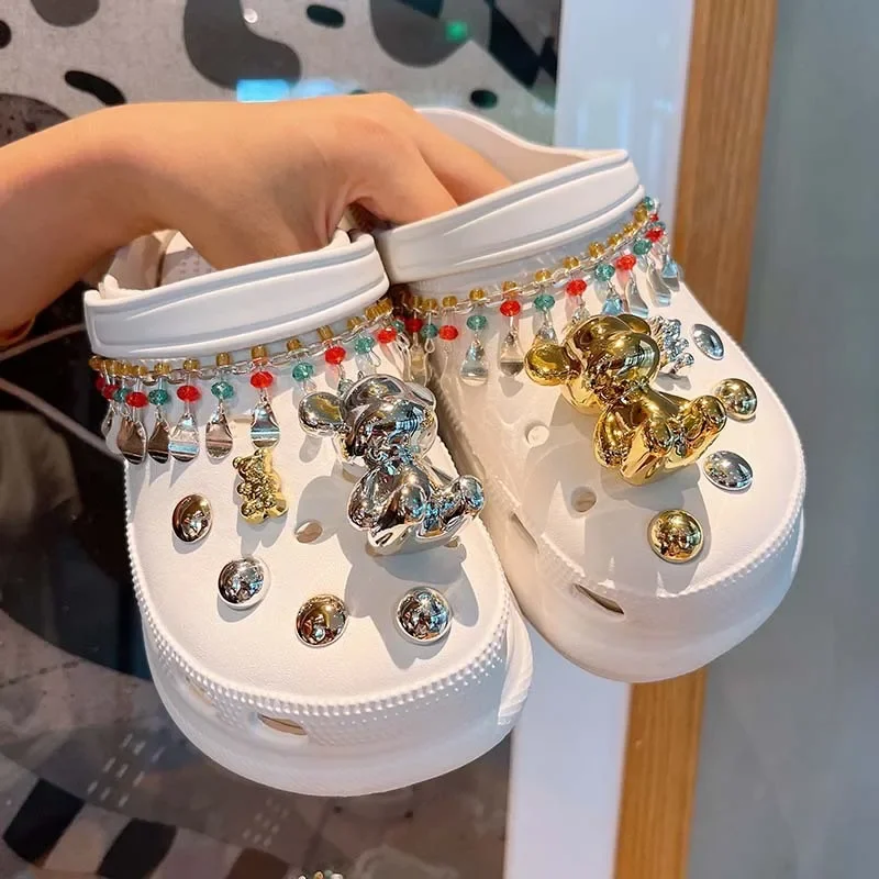 

DIY 3D Fashion Dazzling Bear Shoe Charms Clogs Slides Sandals Garden Shoes Decorations Charm Set Accessories Kids Gift