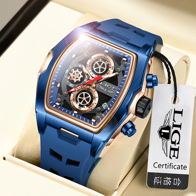 LIGE 2025 موضة الساعات الفاخرة الرجال الرياضة العسكرية كوارتز ساعات المعصم مقاوم للماء مضيئة تاريخ ساعة رجالي عادية Reloj Hombre