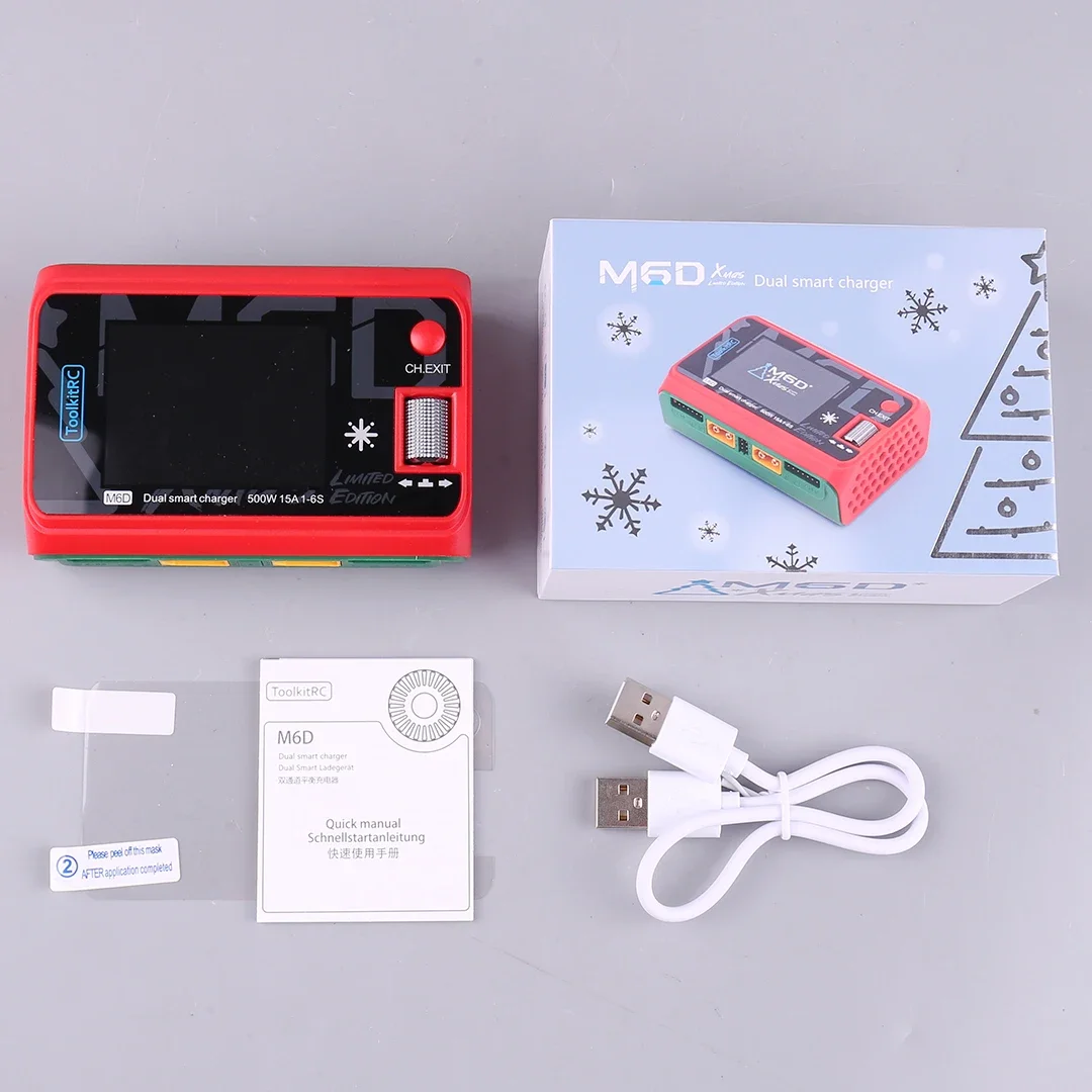 

ToolkitRC Xmas Version M6D Двухканальное зарядное устройство с тем же выходным балансом Модель самолета Литиевая батарея 250 Вт