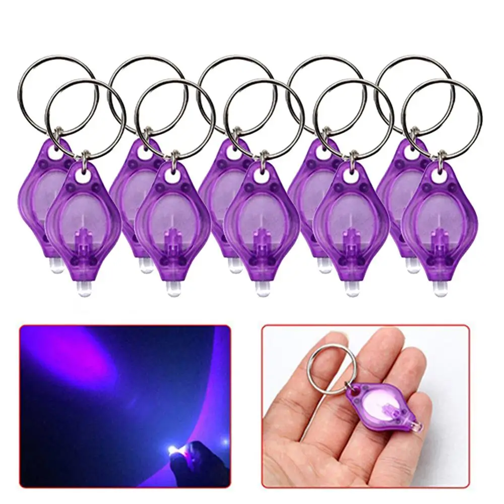 Mini LED Keychain Lights, luz de emergência de bolso, lanterna UV, tocha preta