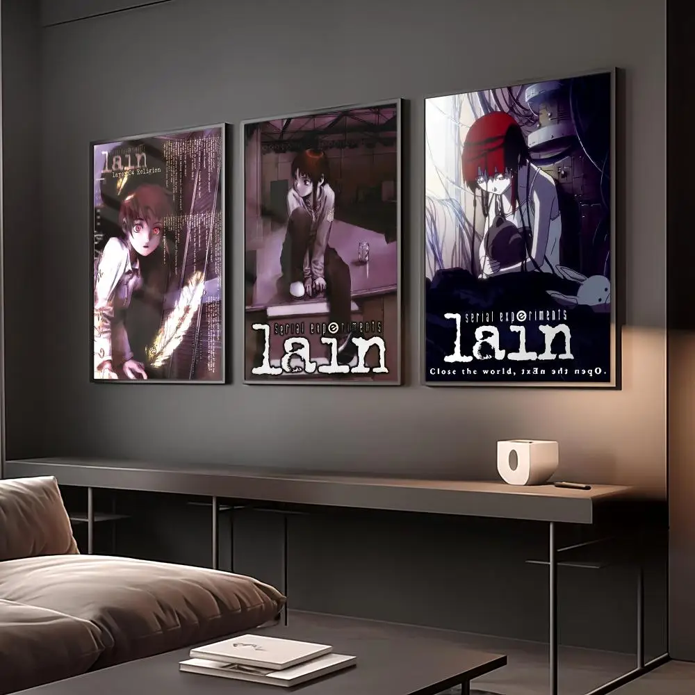 Serial E-Experiments Lain Painting Calligraphy Anti Wrinkle Canvas Poster Wall Art Home Decor for Living Room