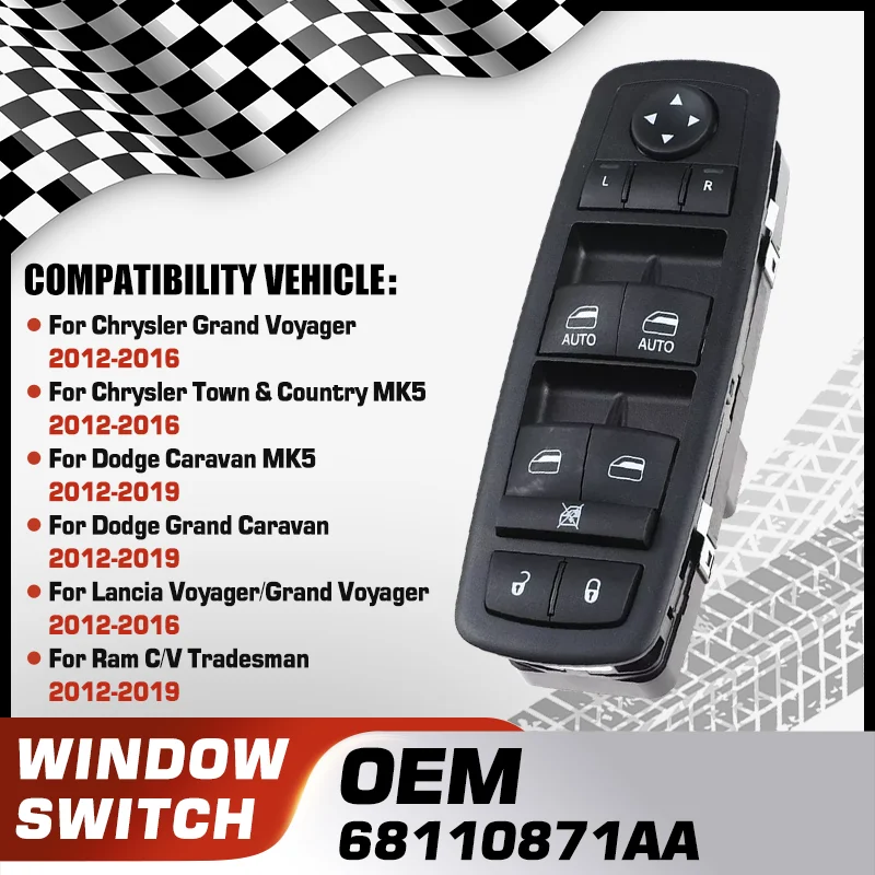 

Car Window Lifter Control Switch For Chrysler Grand Voyager Chrysler Town&Country Dodge Caravan Dodge Grand Caravan 68110871AA