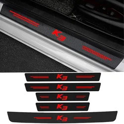 Etiqueta anti-risco de fibra de carbono para carro, placa protetora do peitoril da porta, logotipo K3, porta do tronco, limiar, bumper guard strips, styling