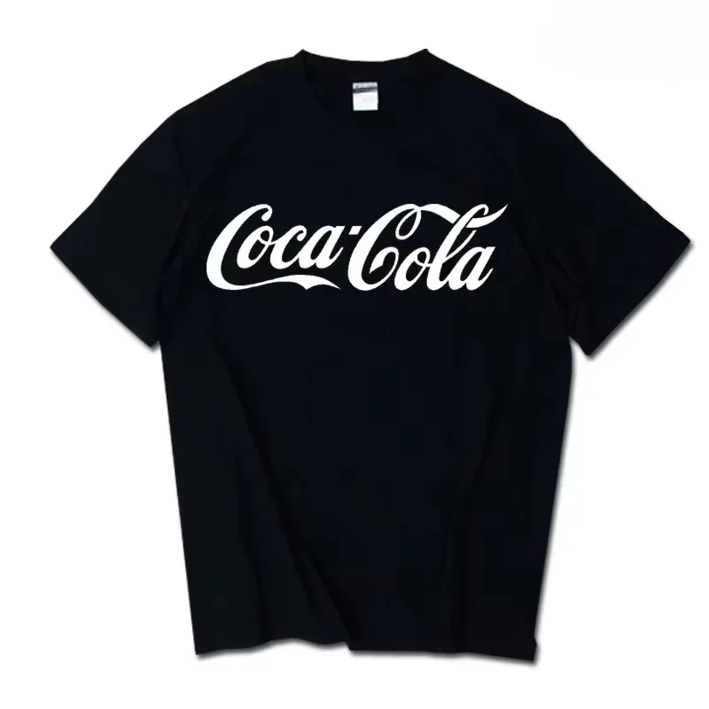 2026 Classic Coca Cola Logo Printed T-shirt Unisex Casual Loose Short Sleeved Cotton Top