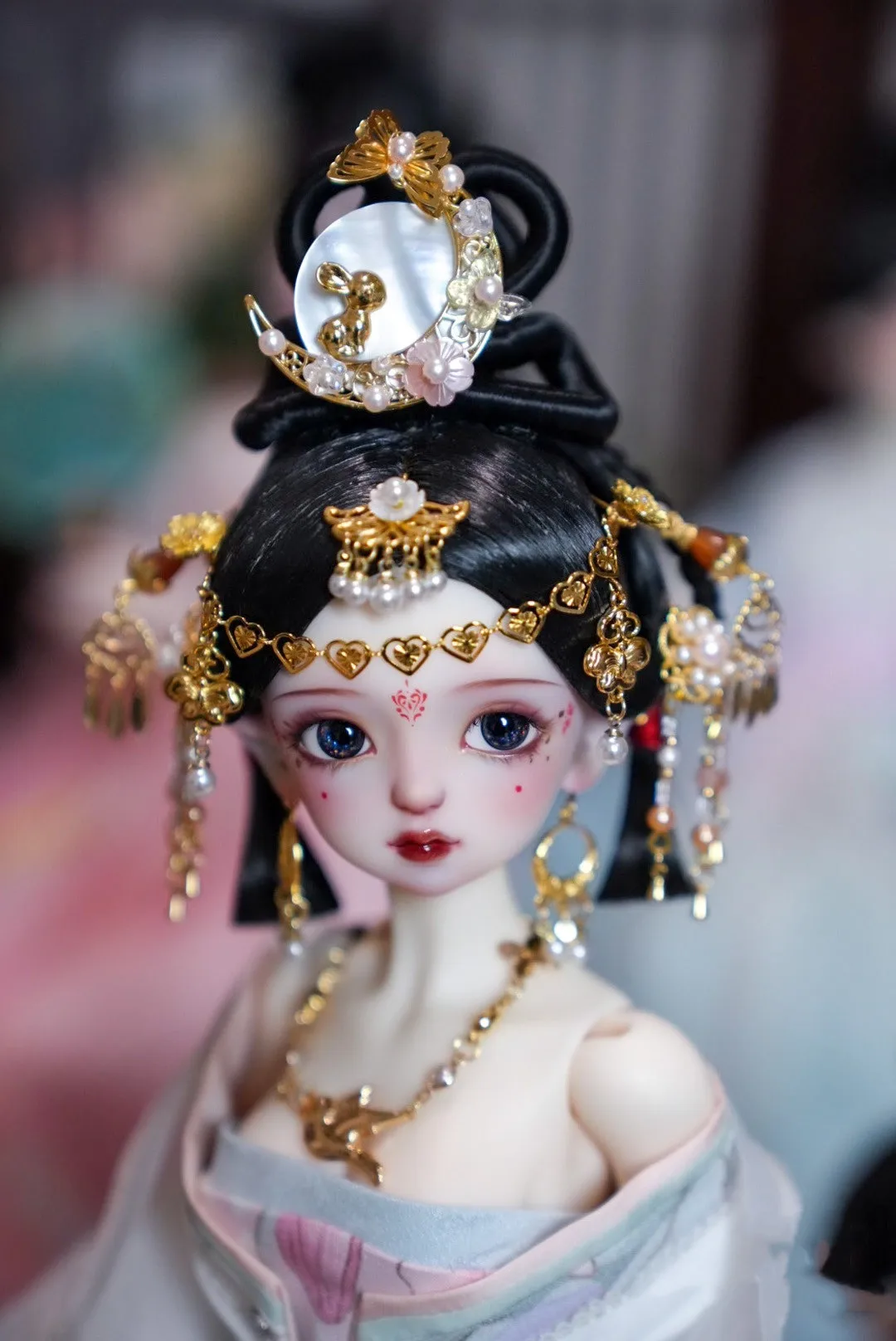 Doll Accessories 1/3 BJD Headdress Hair Crown “Moon Fairy” 1/4 Tiara Earring Necklace Set