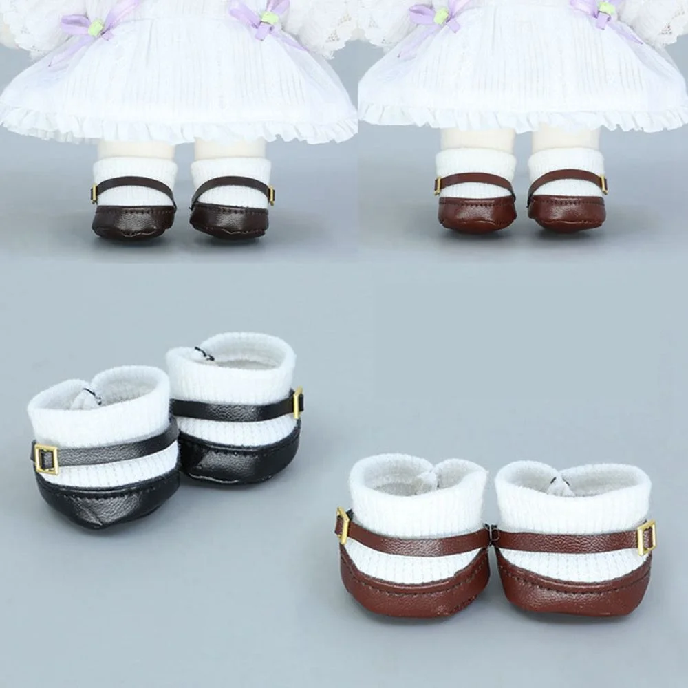 20cm Doll Shoes Kpop Doll Boots Princess Socks Fashion PU Leather Shoes For 1/12 Dolls Accessories DIY Doll Clothes Kids Toys