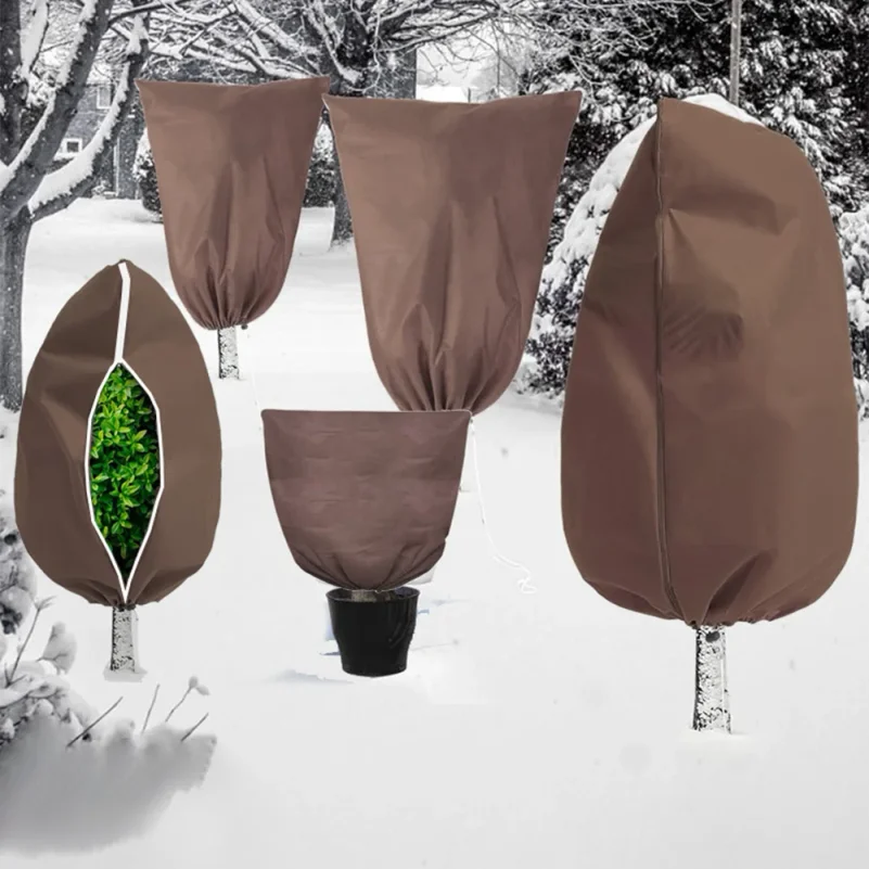 2Pcs Winter Plant Frost Protection Covers With Drawstring Side Zipper Windproof Cold Resistant Freeze Protection Bag For Garden