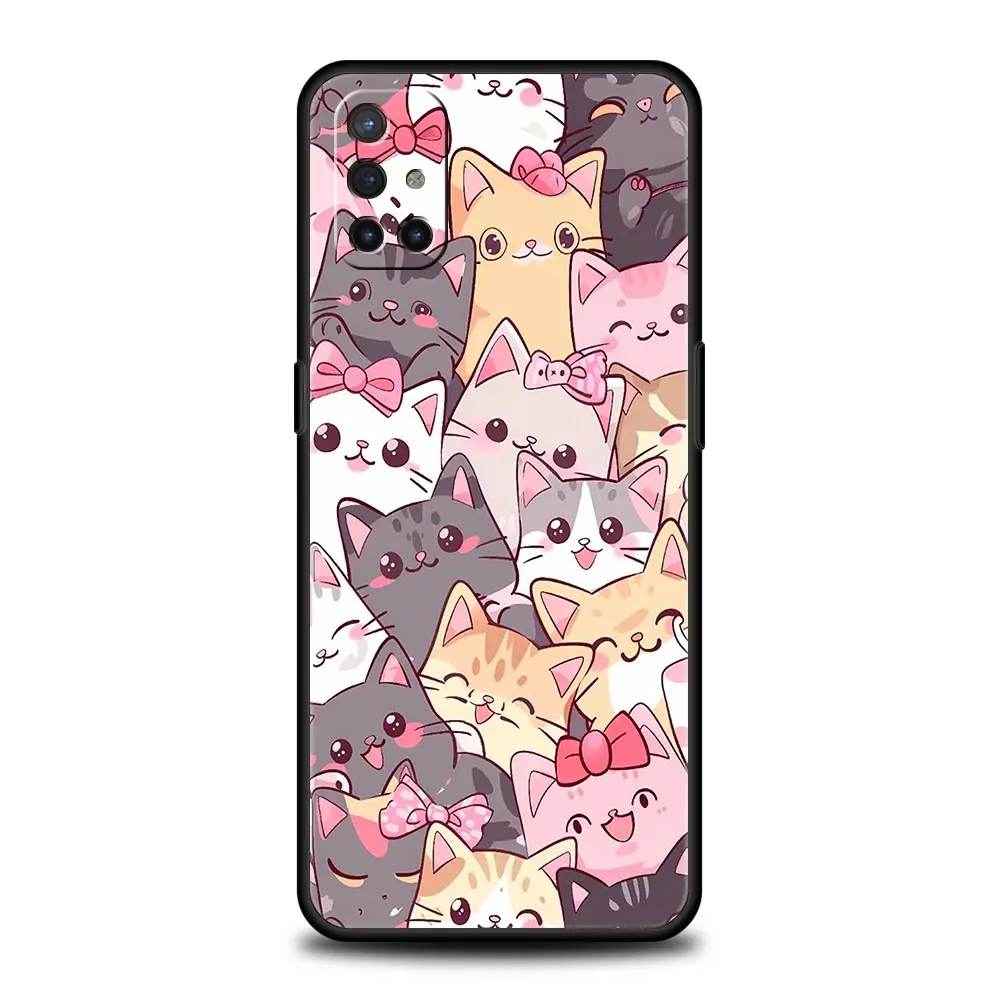 Simpatico cartone animato gatto cassa del telefono per OnePlus 13 12 11 10 9 8 7T Pro 13R 12R 10R 9RT 8T Nord N200 N30 2T CE 2 3 5G Lite copertura morbida