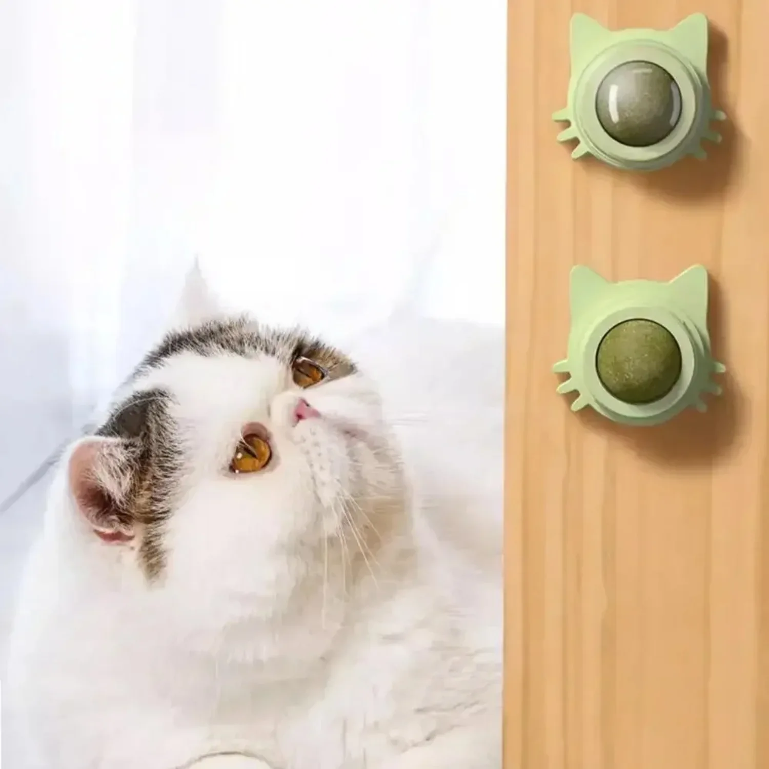 Natural Catnip Cats Rotatable Catnip Wall Stick-on Sucker Scratchers Treats Healthy Removes Balls Cat Mint Toys view 4