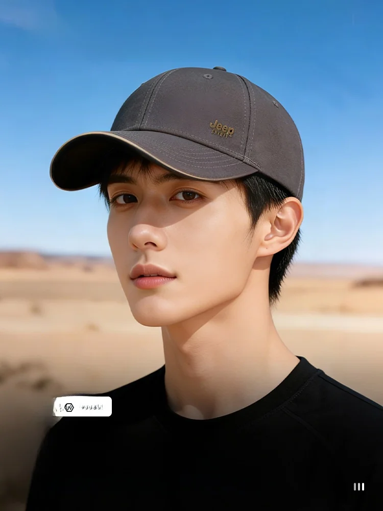 ジープスピリット-メンズ-コットン-ベースボールキャップ-ハードトップ-調節可能-夏用日よけ帽子-大きなつば-ラウンドトップ-ユニセックスキャップ