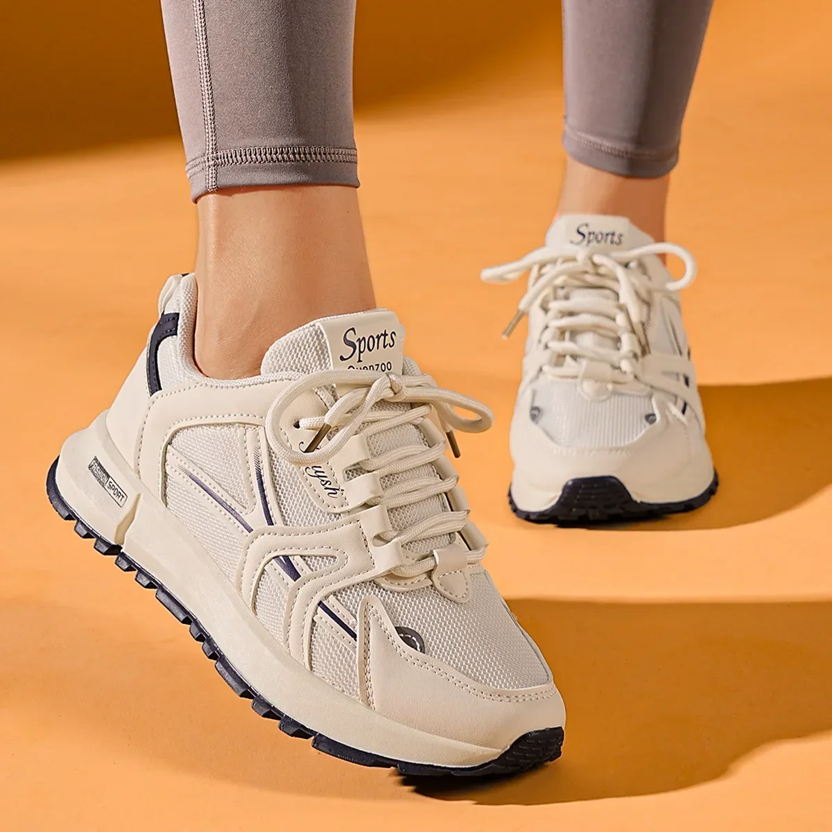 2025 Neue bequeme und stilvolle Damenschuhe: Elegante, einfarbige, sportliche Freizeitschuhe mit runder Spitze für Frühling und Herbst – Detail 2