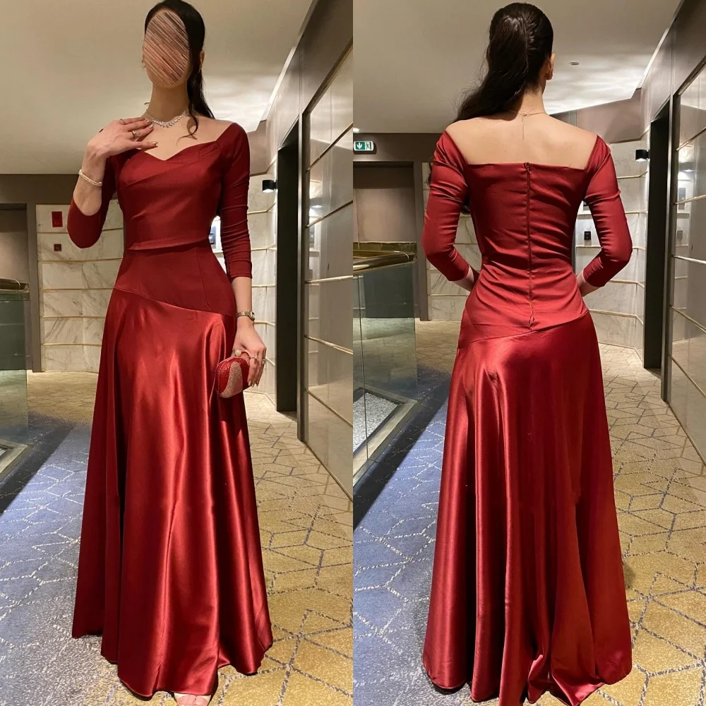 

Customized Modern Style Elegant Charmeuse Ruched Pleat A-line Scoop Neck Long Dresses Bespoke Occasion Dresses Sizes Available
