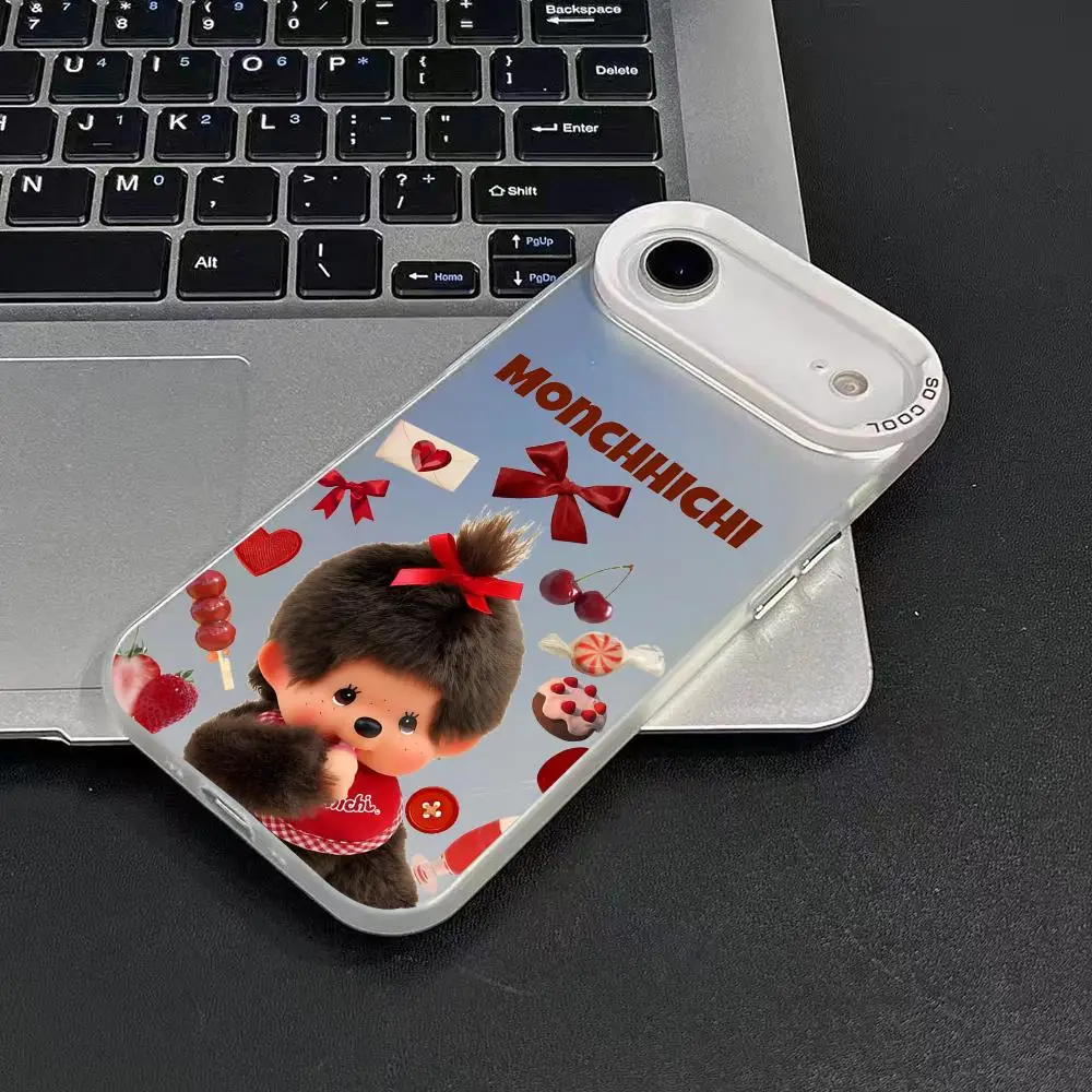 Vute الكرتون M-Monchhichi جراب هاتف آيفون 17 16 15 14 13 12 11 برو ماكس الهواء ماتي الليزر أورورا للصدمات جراب هاتف