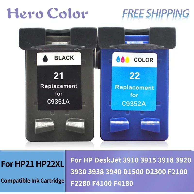 Compatible Ink Cartridge for HP 21XL 22XL 21 22 XL Replacement For HP21 Deskjet F2180 F2280 F4180 F2200 F380 380 Printer