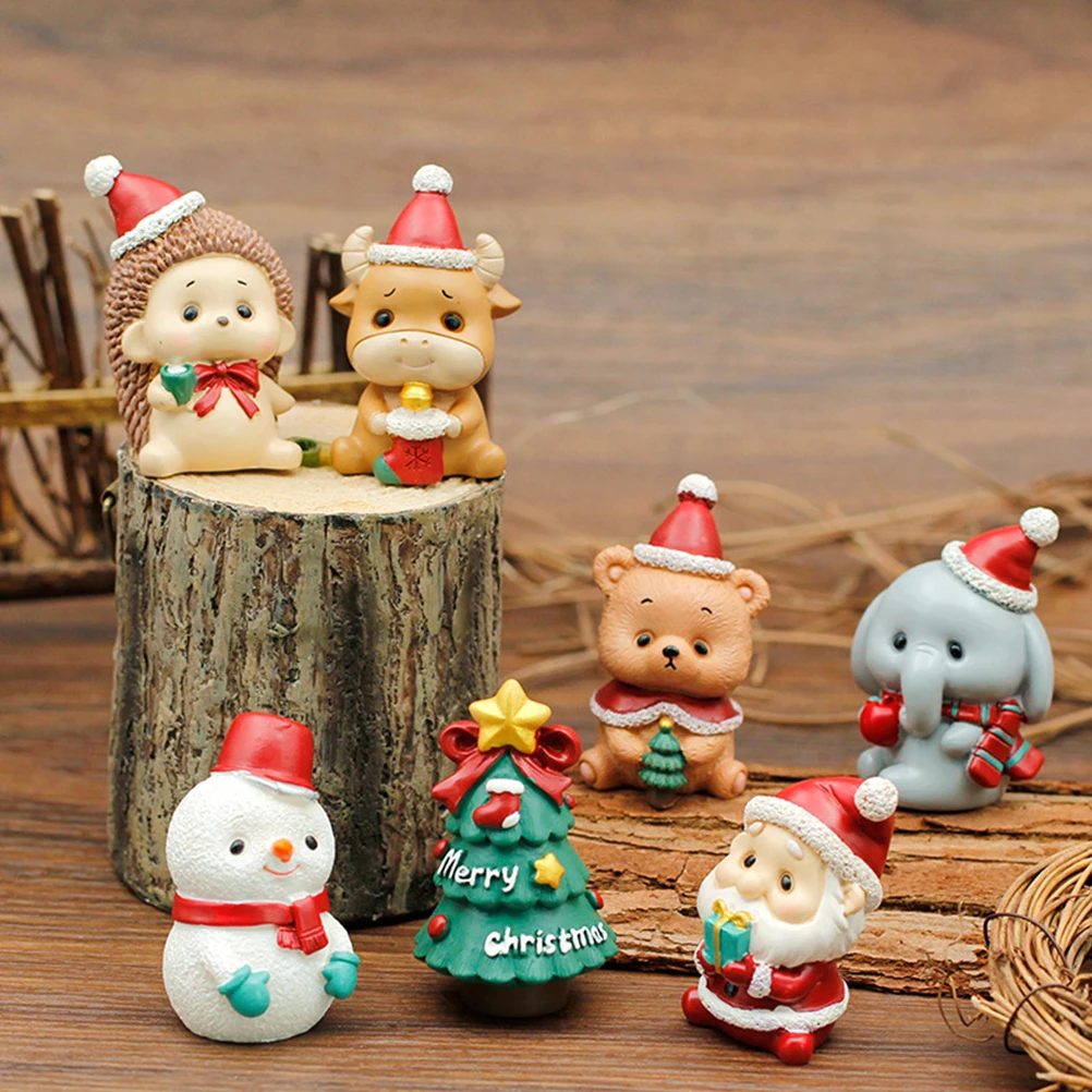 

6 Pcs Resin Craft Ornaments Christmas Decoration Cake Decorations Topper Statue