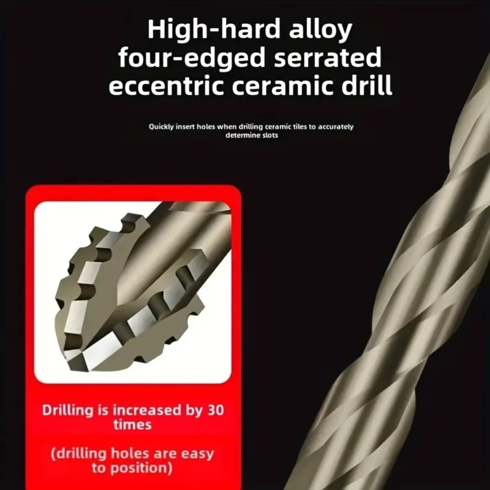 

4PCS 6/8/10/12 MM Hex Shank Drill Bit Set Heavy-Duty Hole Opener Four-Flute Drill Bit Precision Drilling Tungsten Carbide