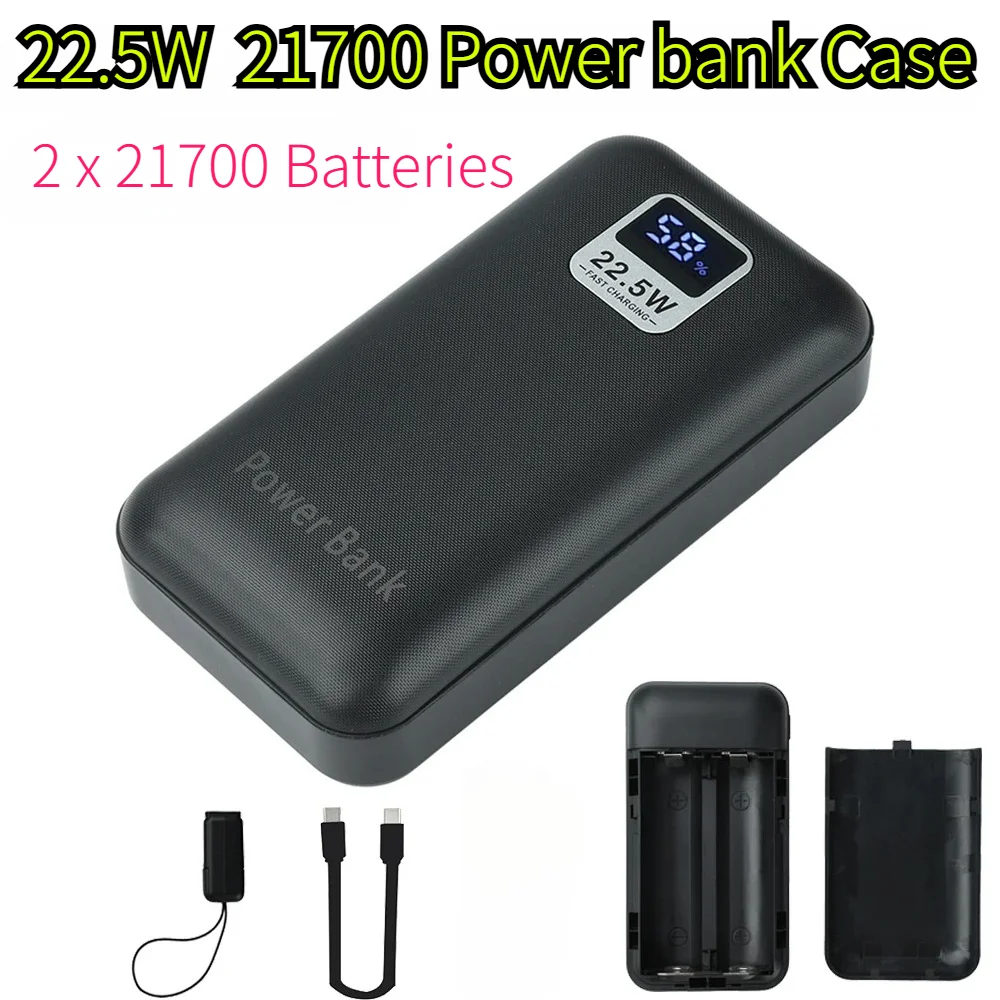 21700 Powerbank Housing Battery Case Power Bank Case No Soldering Required with LCD Display for 21700 Batteries DIY Power Pack