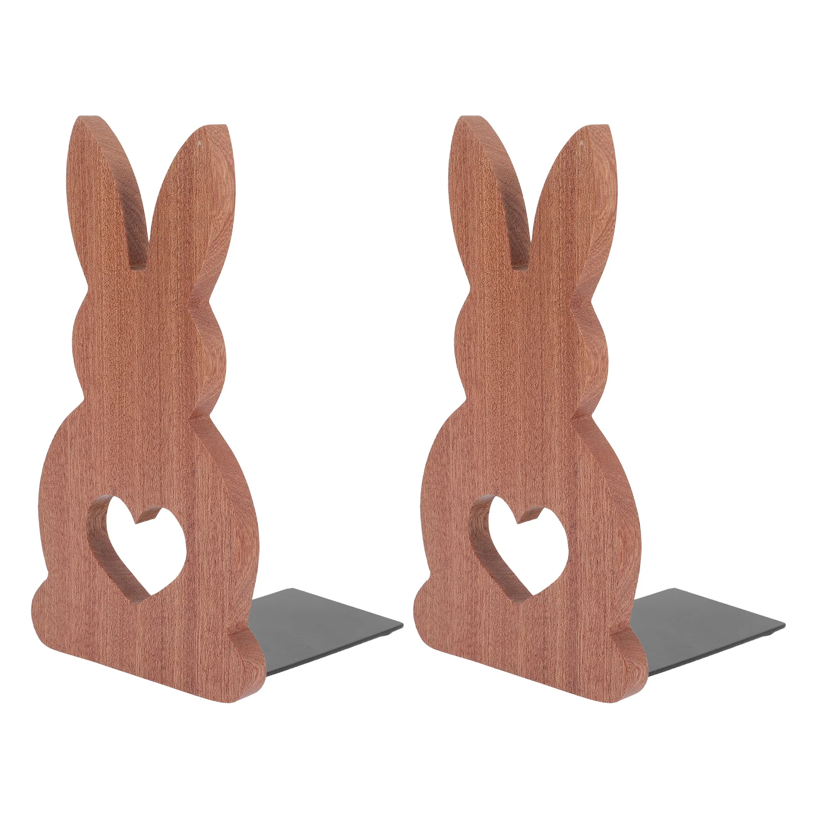 

2Pcs Rabbit Bookends Creative Bunny Design Desk Book Holder Stand Nursery Bookshelf Organizer Cute Heart Detail for Kids Office