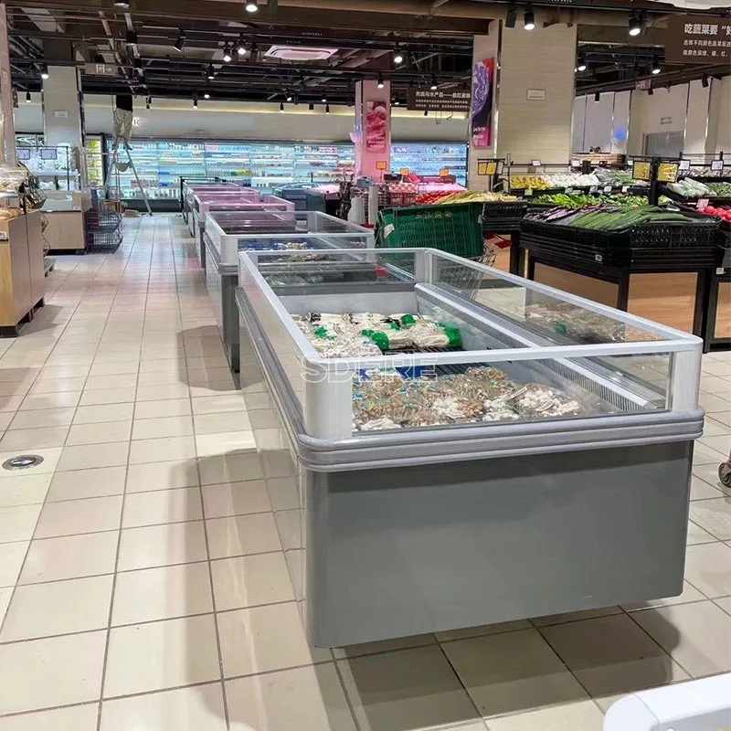 Customized Island Cabinet Freezer Supermarket Combined Type Commercial Freezer Ice Cream Refrigerator Equipment