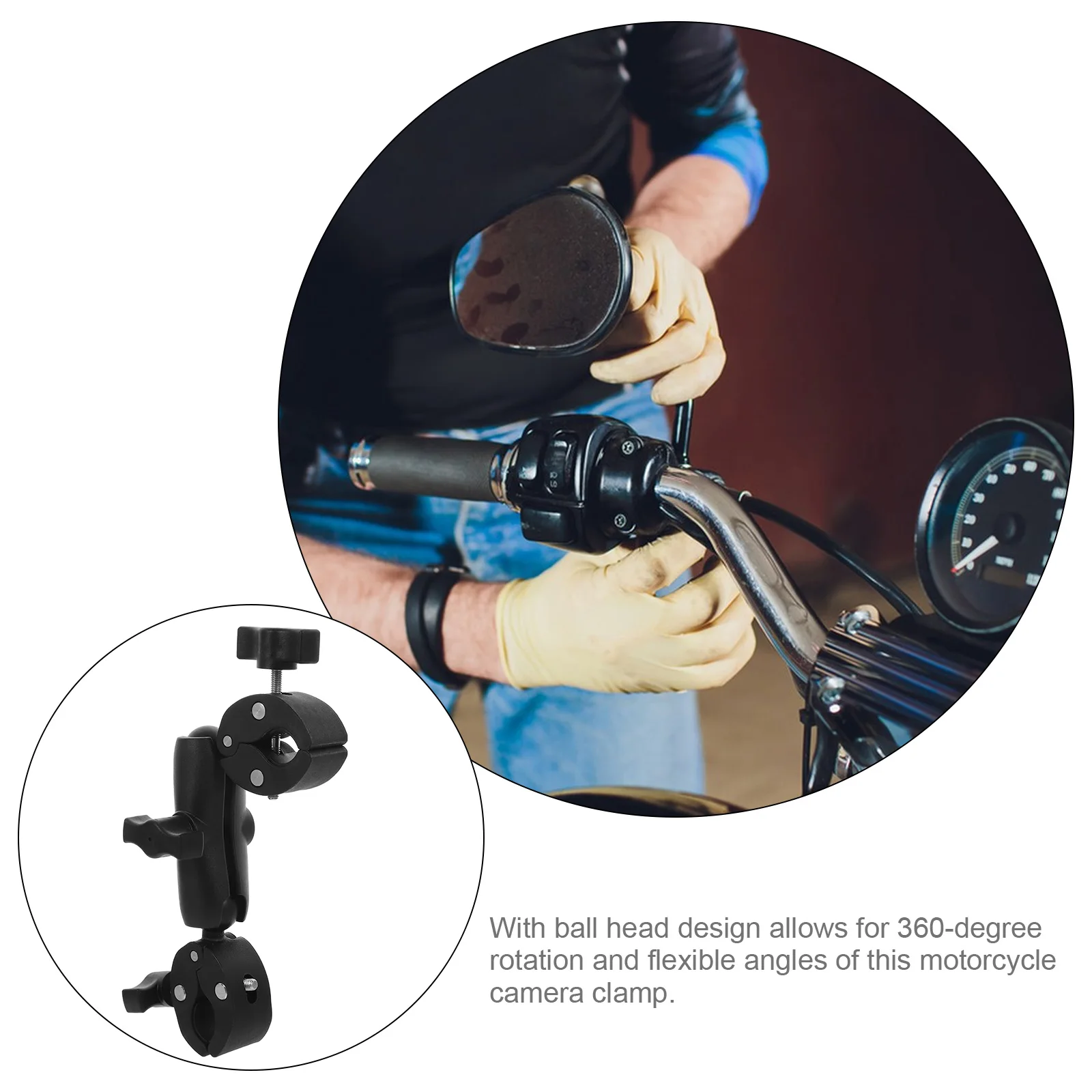 

Mobile Phone Holder 25mm Ball Head Motorcycle Riding Car Mount Clamp Small Camera Dual Clamp Durable Compact Lightweight