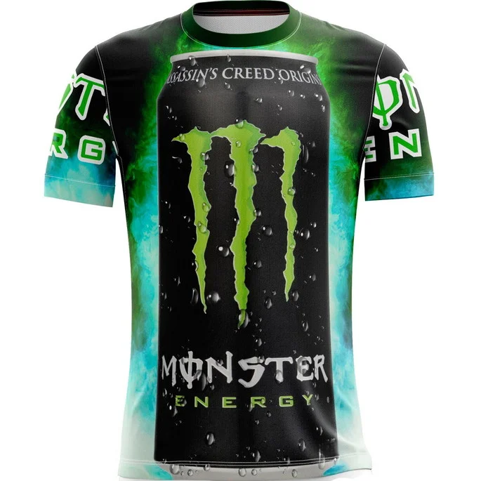 

New Monster Energy Skull 3D Print T-Shirt, Dark Style, Instagram-worthy, Unisex Motorcycle Riding Loose Short-Sleeve