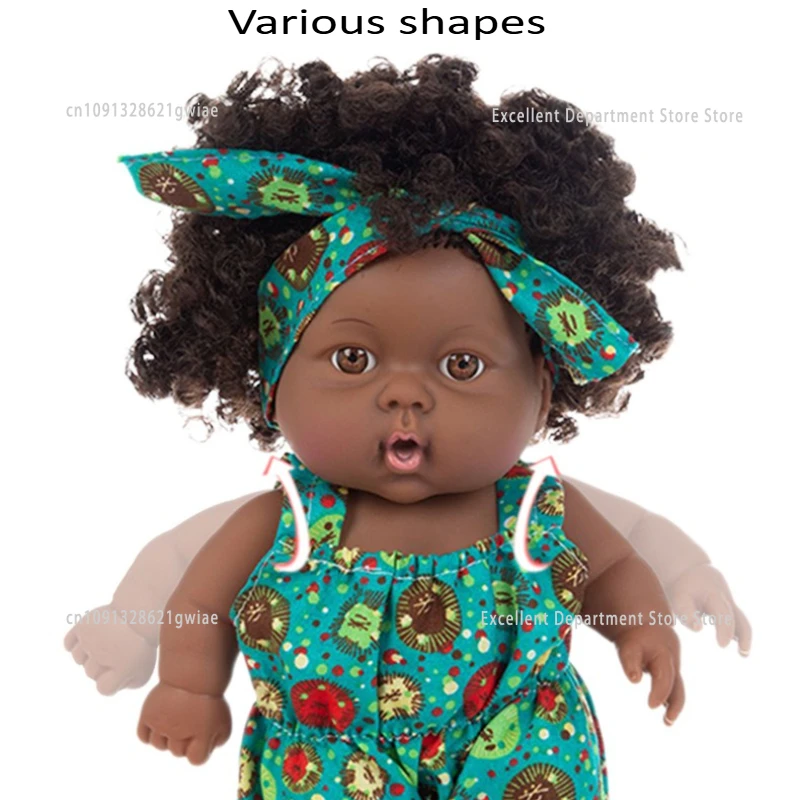 8-inch Afrikaanse zwarte herboren babypop met kleding Gesimuleerde zwarte babypop Jongens en meisjes Babyverjaardag Speelgoedcadeau