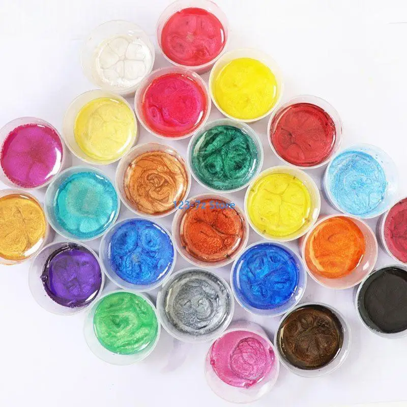 

A9BF 24 Colors Mica Resin Pigment Rainbow Pearl Powder Epoxy Mold Glitter Colorant