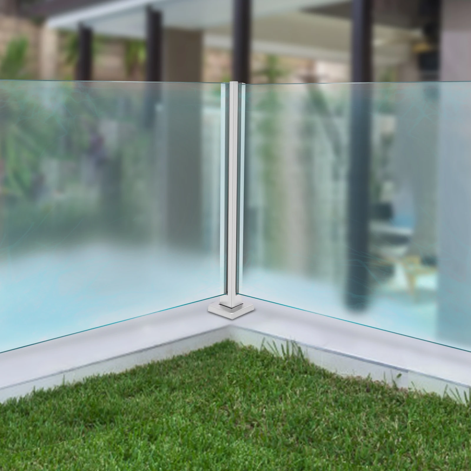 304 Stainless Steel 25.6-inch Glass Railing Column High Load-bearing Corner Column Glass Vertical Frame