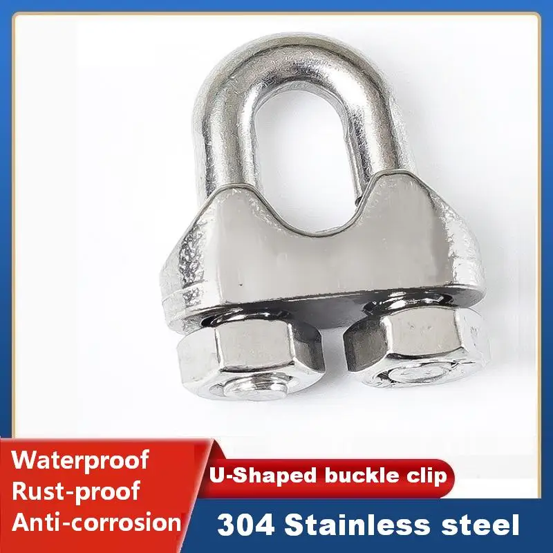 04 Stainless Steel U Bolt Wire Rope Clip M2-M10 U Shaped Cable Clamp Saddle Clip for Clothesline Dog Tie Out Railing DIY