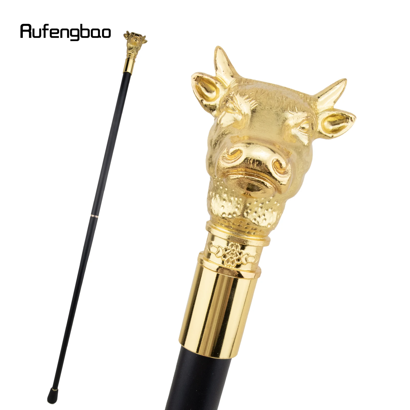 Golden Bull Cattle Gentleman Bullfight Walking Cane Fashion Walking Stick Gentleman Crosier Knob Walking Stick 93cm