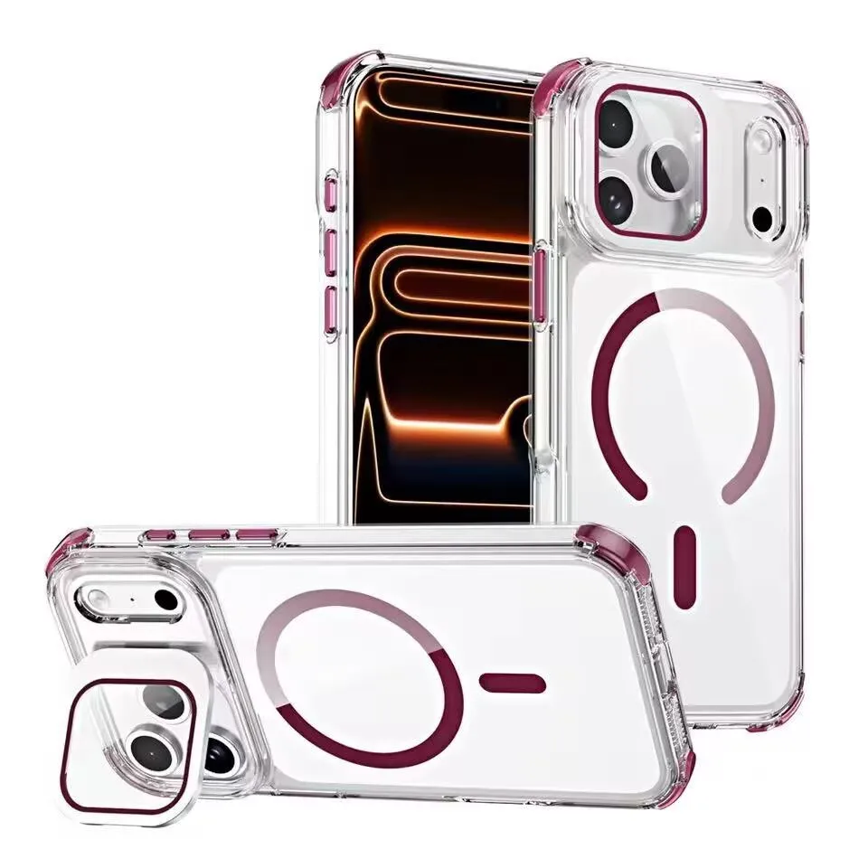For Magsafe Magnetic Lens Stand Holder Clear Phone Case For iPhone 18 17 Pro Max 17 Air 18Pro 17Pro Full Cover Camera Protection