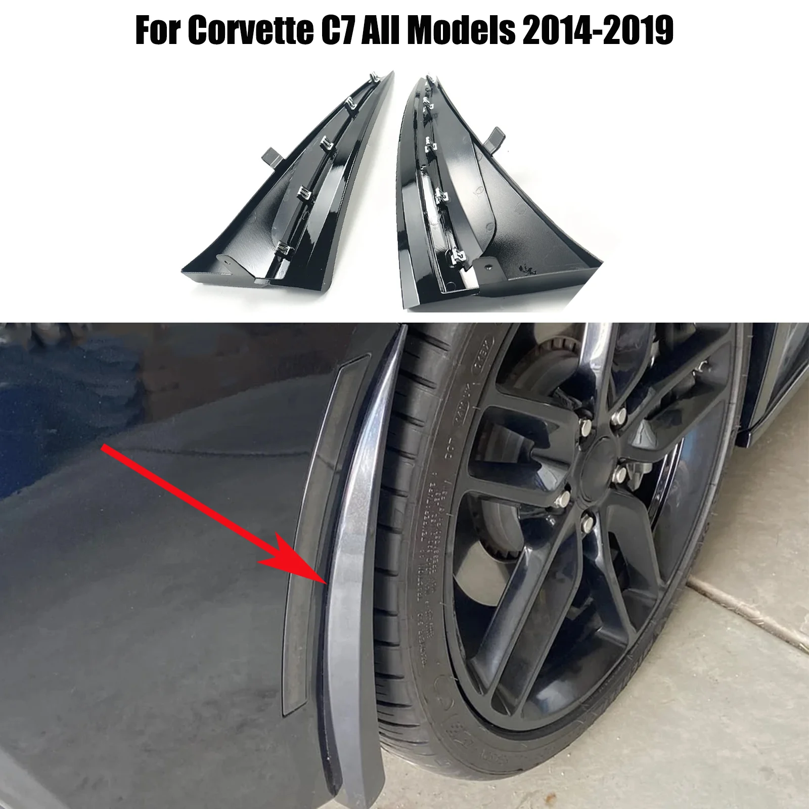 Replacement Extended Front Rear Wheel Rock Guards Splash Mud Flaps Fender A Pair For 2014-2019 Chevrolet Corvette C7 All Models