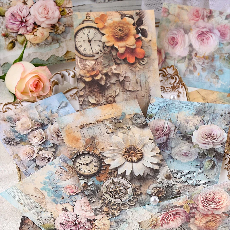 JIANQI 30pcs/pack Decor Scrapbook Vintage Materials Paper Combo Kit DIY Junk Journal Collage Photo Album Retro Background paper