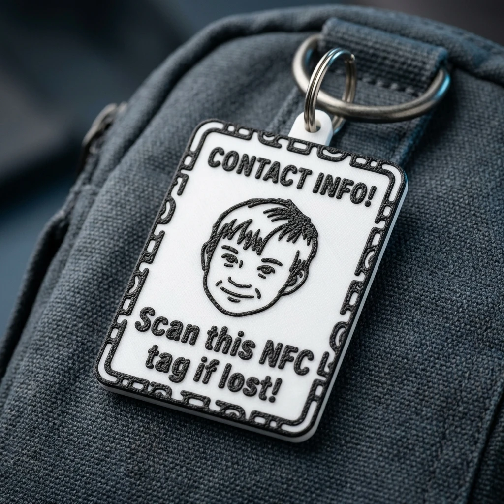 Anti-lost children keychain blank NFC card 504 bytes programmable without key ring double-sided touch scan emergency ID tag