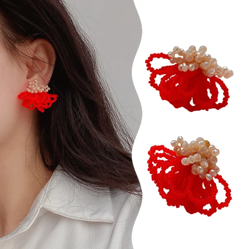 الصيف الملونة مهدب الزهور القرط مزاجه أنيقة شخصية مطرز وأقراط للنساء مجوهرات هدية #1