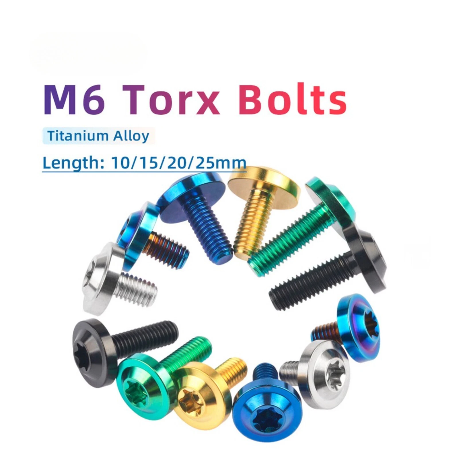 

5Pcs Titanium Bolts 6x10/15/20/25mm T40 Torx Head Screws for Bike Motorcycle Shell