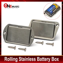 Rolling Stainless Battery Box For 9V 6F22 Metal Pushing Opening Battery Box Active Bass Guitar Pickup 9V Battery Holder/Case